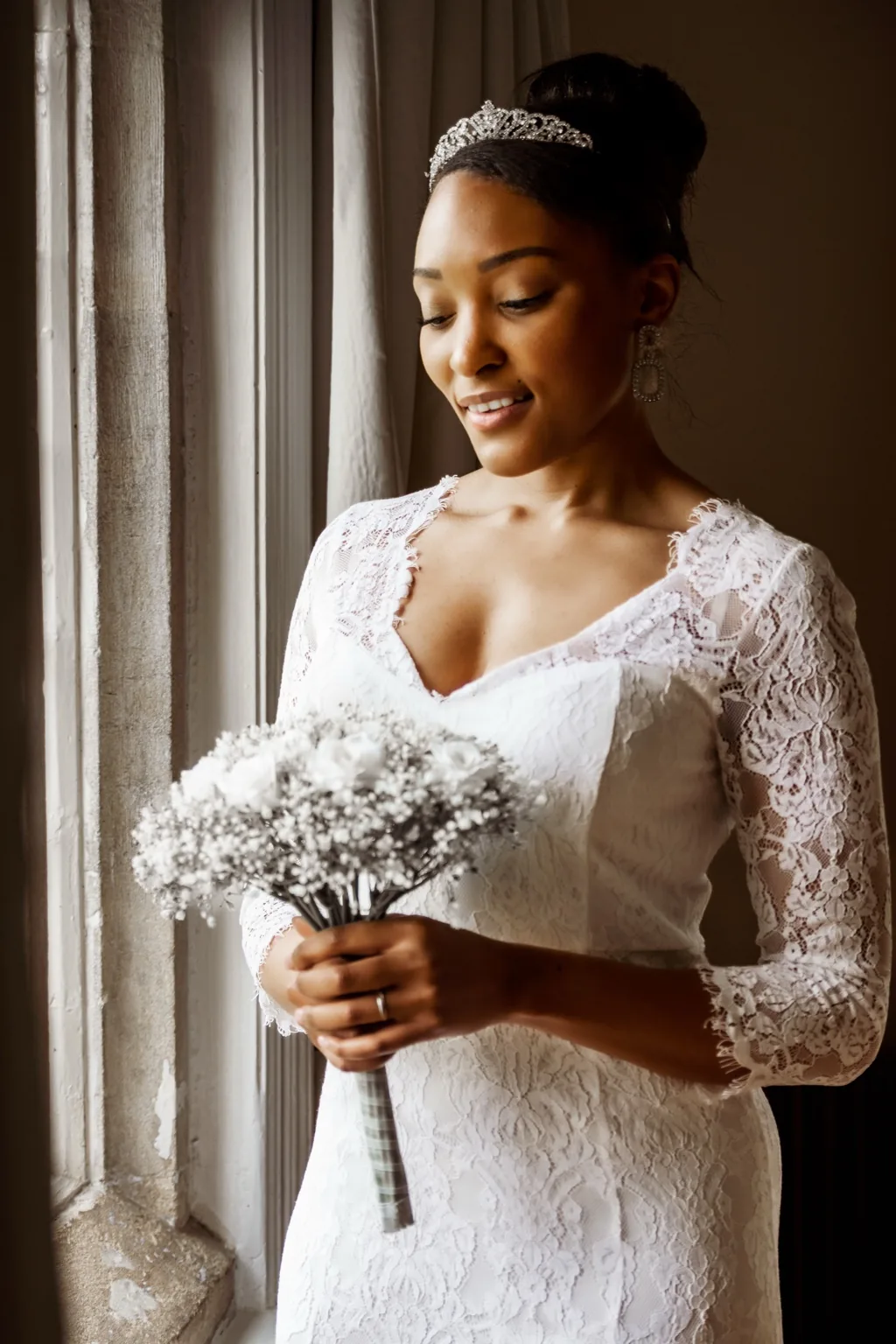 Natural light bridal portrait