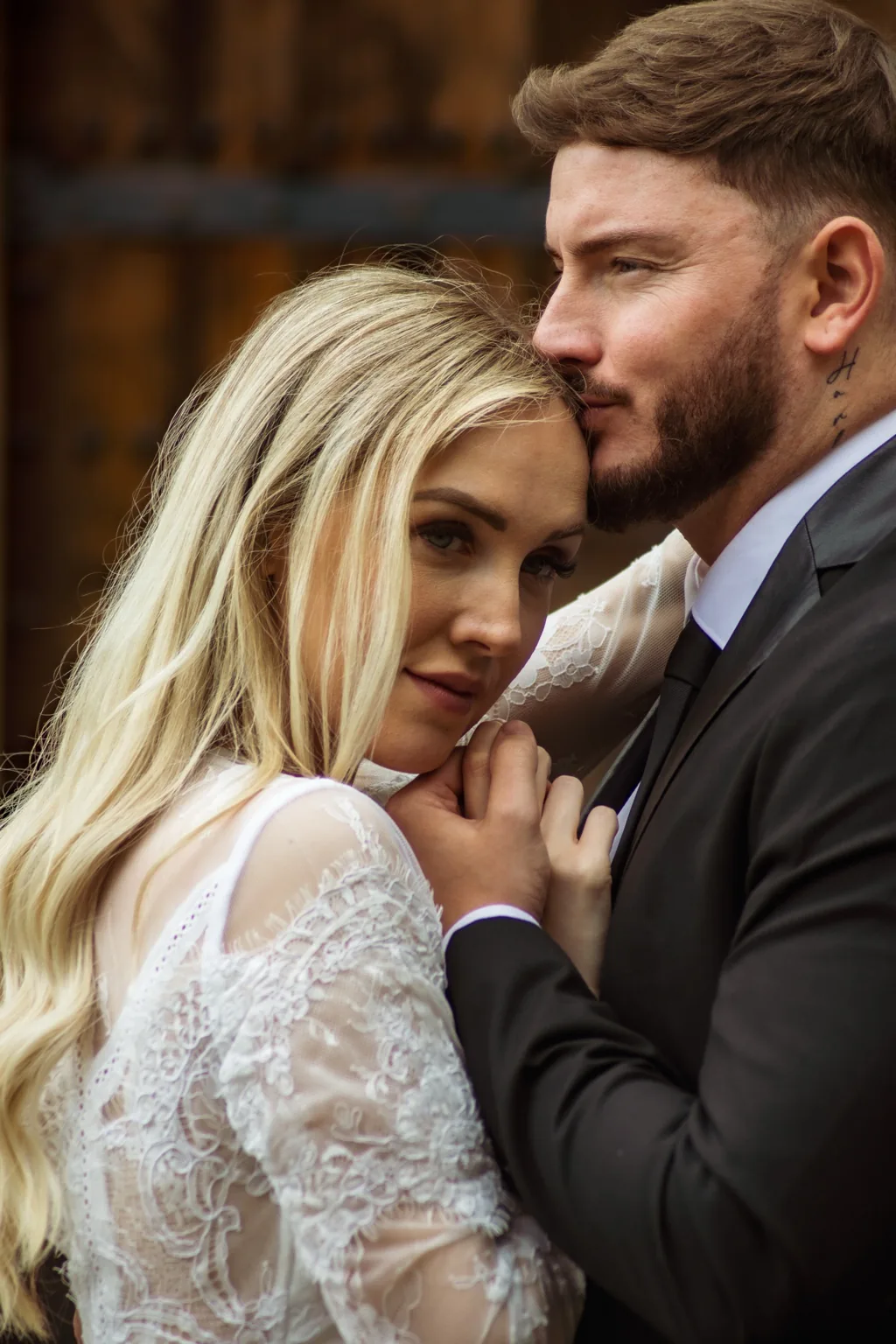 Close romantic wedding portrait