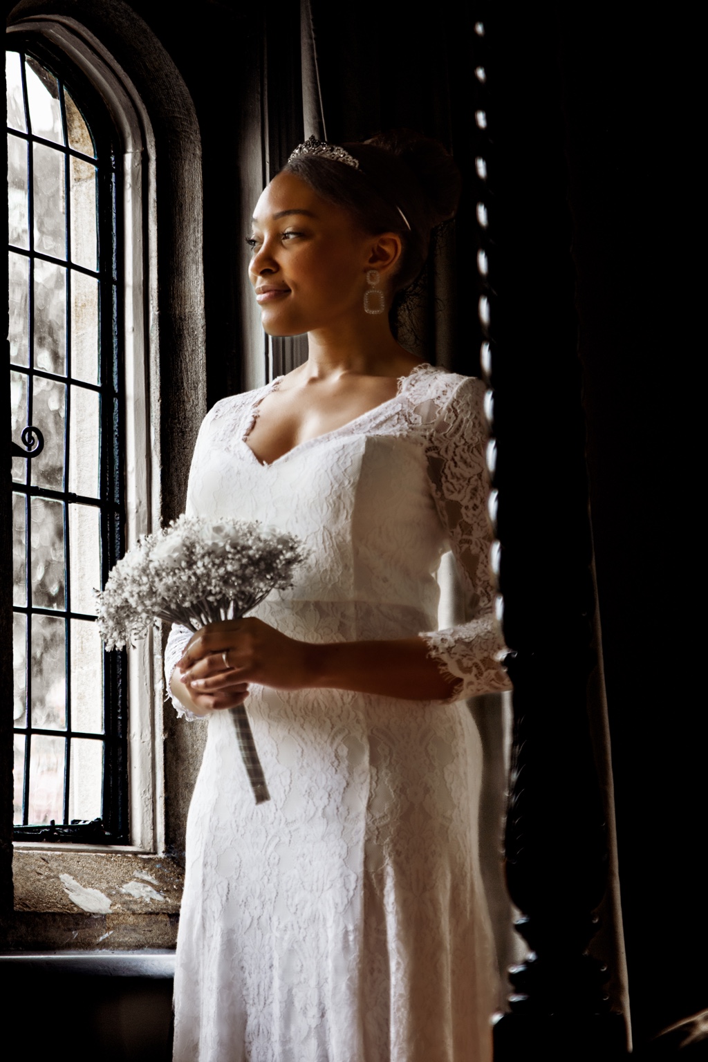 Bride in window light